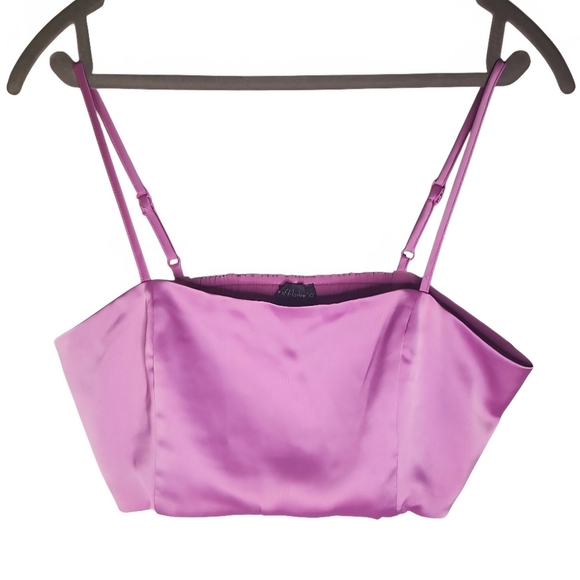 New House Of Harlow 1960 Satin Esq Crop Top Cosmic Purple Wisteria Violet Jewel - Picture 1 of 7